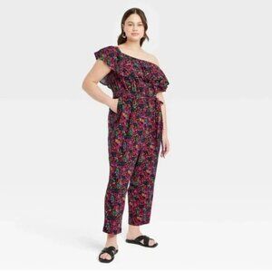 3X Women Floral Off the Shoulder Jumpsuit Romper Baggy Fit